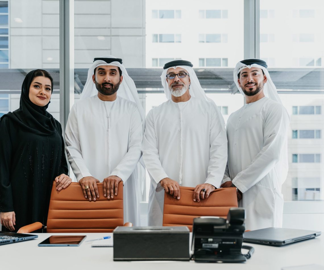 Group of middle-eastern corporate business people meeting in the