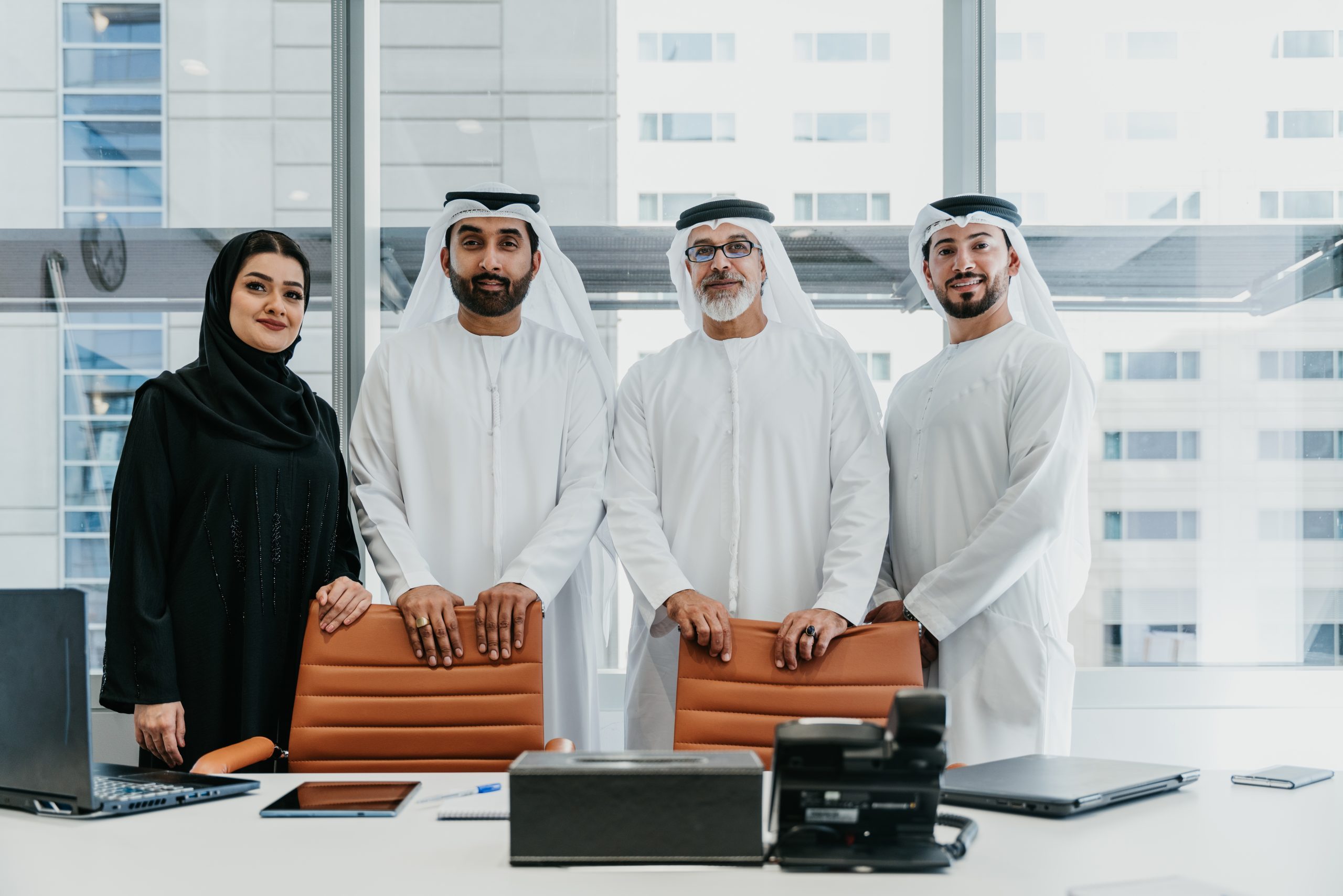 Group of middle-eastern corporate business people meeting in the