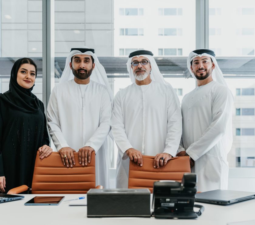 Group of middle-eastern corporate business people meeting in the