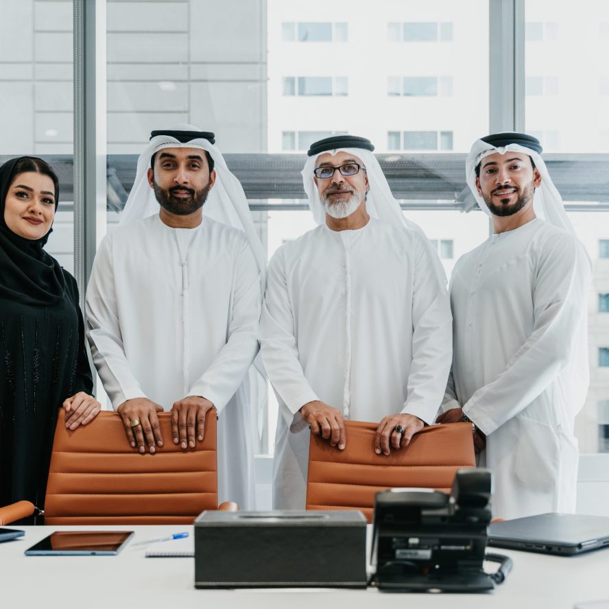 Group of middle-eastern corporate business people meeting in the